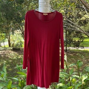 Piko 1988 Deep Red Long Sleeve Dress